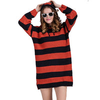 Striped Hooded Women's Sweater Dress